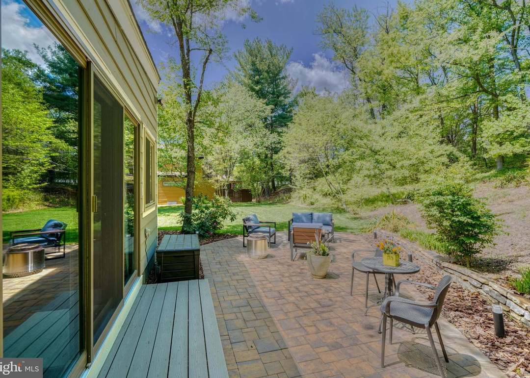 Peaceful outdoor patio and garden area