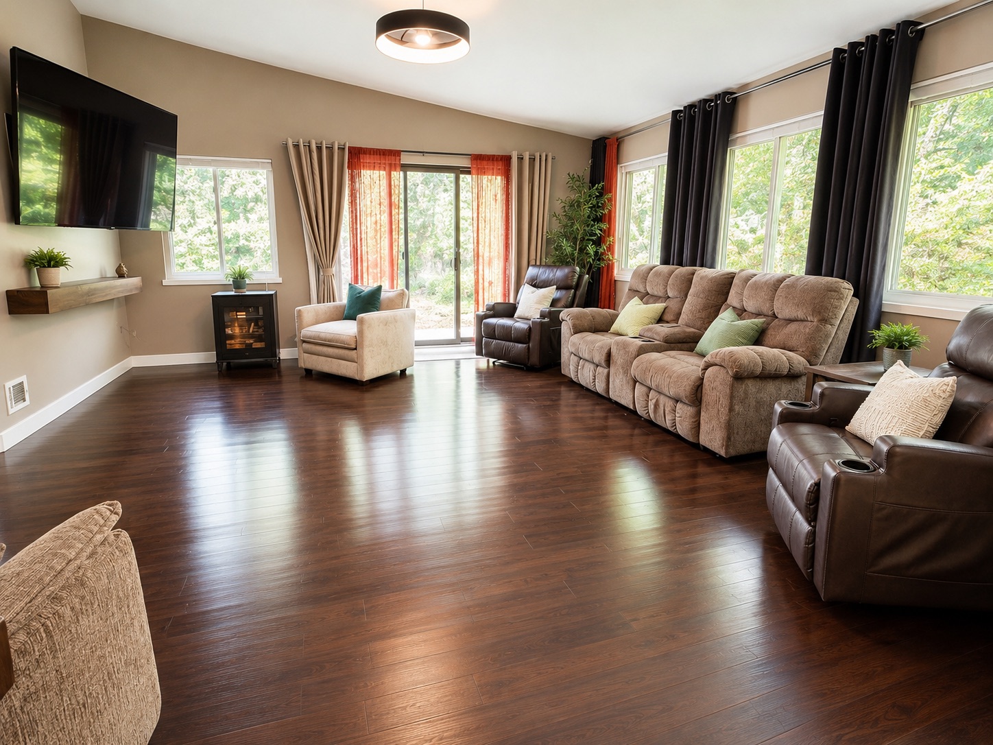 Warm and inviting living room common area